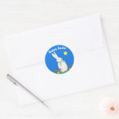 Witte Konijn en Eieren Ronde Sticker (Envelop)