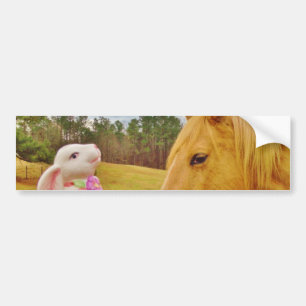 Witte konijn en Gele Paarden Bumpersticker
