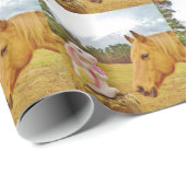 Witte konijn en Gele Paarden Cadeaupapier (Rol Hoek)