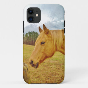 Witte konijn en Gele Paarden iPhone 11 Hoesje