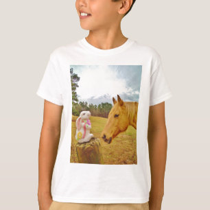 Witte konijn en Gele Paarden T-shirt
