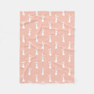Witte Konijn Gelukkig Pasen Meisjesachtig Roze Pas Fleece Deken