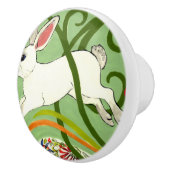 Witte konijn Groene Kunst Deco Wines Drawer Pull K Keramische Knop (Rechts)