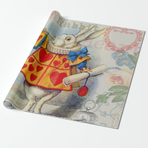 Witte Konijn Hartjes Alice Klassieker Cadeaupapier