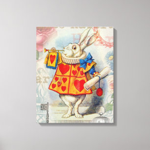 Witte Konijn Hartjes Alice Klassieker Canvas Afdruk