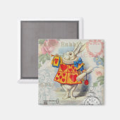 Witte Konijn Hartjes Alice Klassieker Magneet (Voorkant / Achterkant)