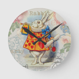 Witte Konijn Hartjes Alice Klassieker Ronde Klok
