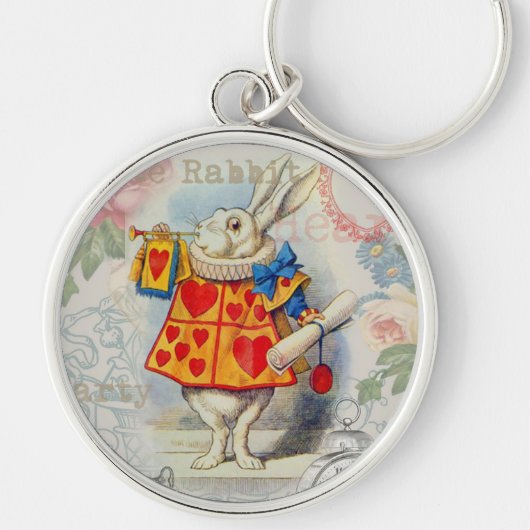 Witte Konijn Hartjes Alice Klassieker Sleutelhanger (Voorkant)