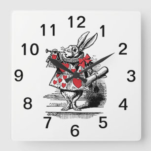 Witte Konijn HofTrompetter Alice in Wonderland Vierkante Klok