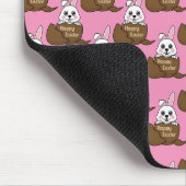 Witte konijn in chocolade ei gelukkig paaspatroon muismat (Hoek)