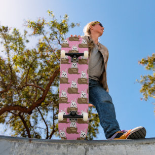 Witte konijn in chocolade ei gelukkig paaspatroon skateboard