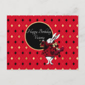 Witte Konijn in Rood Verjaardagsfeest Briefkaart (Voorkant)