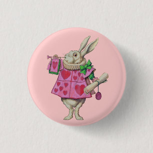 Witte konijn (in roze) Button