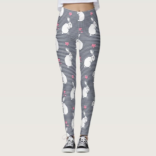 Witte konijn leggings (Voorkant)