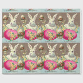 WITTE KONIJN MET EENVOUDIGERE EGG- EN SPRINGSTROME CADEAUPAPIER (Vlak)