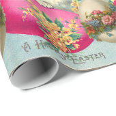 WITTE KONIJN MET EENVOUDIGERE EGG- EN SPRINGSTROME CADEAUPAPIER (Rol Hoek)
