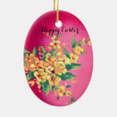 WITTE KONIJN MET EENVOUDIGERE EGG- EN SPRINGSTROME KERAMISCH ORNAMENT (Achterkant)