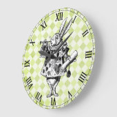 Witte konijn met klokkast grote klok (Hoek)