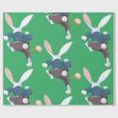 Witte konijn onderweg cadeaupapier (Vlak)