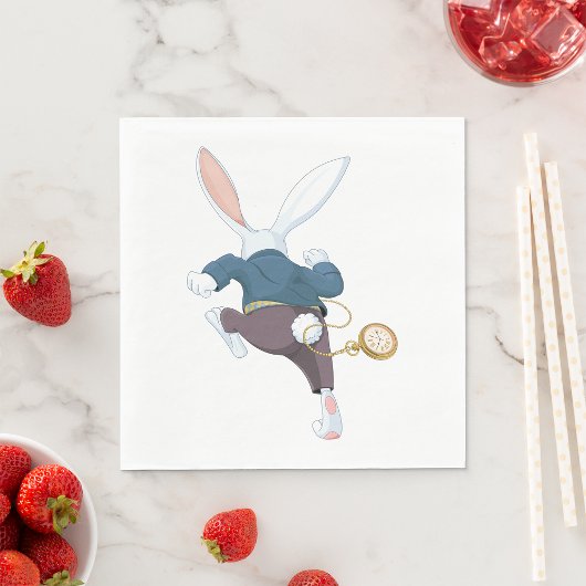 Witte konijn onderweg servet