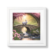 Witte konijn op een brug