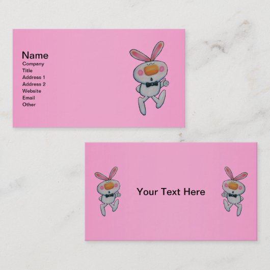 Witte konijn Oranje Nose Bow Stropdas duimt omhoog Visitekaartje (Voorkant / Achterkant)