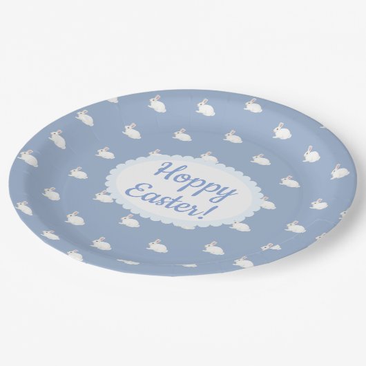 Witte konijn papieren bordje (Gekanteld)