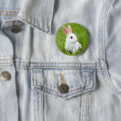 Witte konijn ronde button 5,7 cm (In situ)