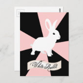 Witte konijn, roze en wit briefkaart (Voorkant / Achterkant)