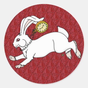 Witte Konijn Stickers Rood BG