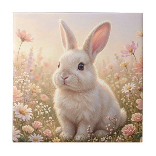 Witte Konijn Tegeltje (Voorkant)