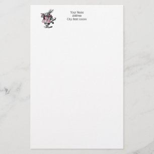 Witte Konijn Trompettist Alice Av Wonderland Roze Briefpapier