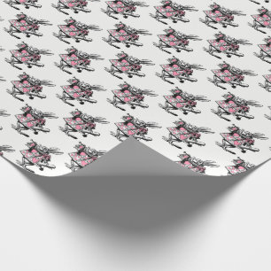 Witte Konijn Trompettist Alice Av Wonderland Roze Cadeaupapier