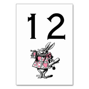 Witte Konijn Trompettist Alice Av Wonderland Roze Kaart
