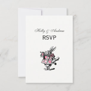 Witte Konijn Trompettist Alice Av Wonderland Roze RSVP Kaartje