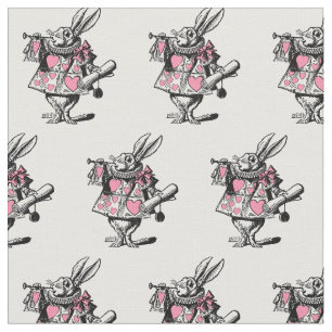 Witte Konijn Trompettist Alice Av Wonderland Roze Stof