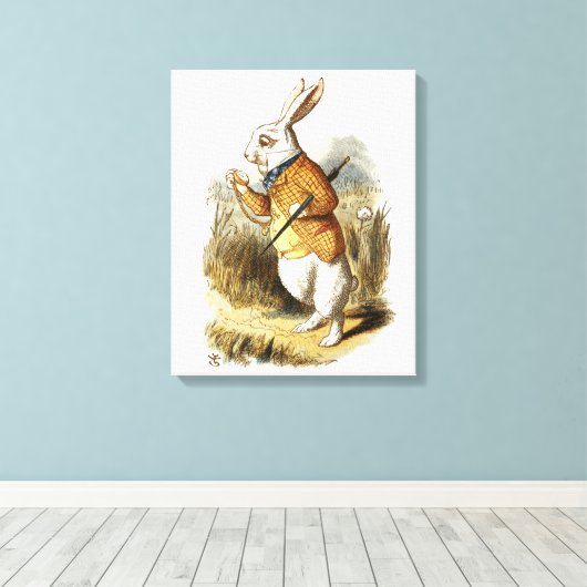 Witte konijn van Alice in Wonderland  Kunst Canvas Afdruk (Insitu (Houten vloer))