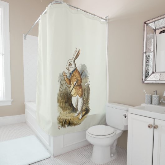 Witte konijn van Alice in Wonderland Kunst Douchegordijn (In situ)