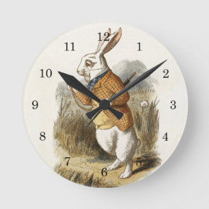 Witte konijn van Alice in Wonderland Kunst Ronde Klok