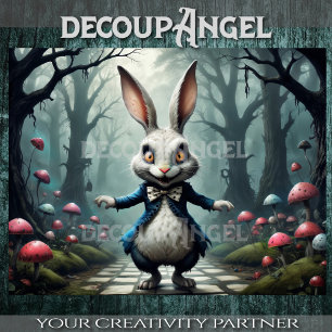 Witte Konijn van Alice's Wonderland #2 Decoupage Tissuepapier