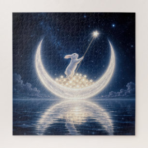 Witte Konijn Verzamelt Sterren Legpuzzel