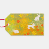 Witte konijnen op een weide cadeaulabel (Achterkant Horizontaal)