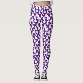 Witte konijnen patroon 01.bw Paars Leggings