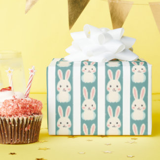 Witte konijnen strepen cadeaupapier