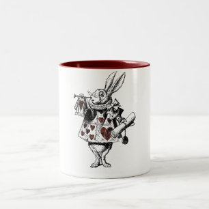 Witte konijnen van het hart - Alice in Wonderland Tweekleurige Koffiemok