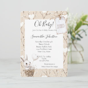 Witte konijnenharten in een mand Baby shower XOXO Kaart