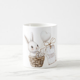 Witte konijnenharten in een mand Baby shower XOXO Koffiemok