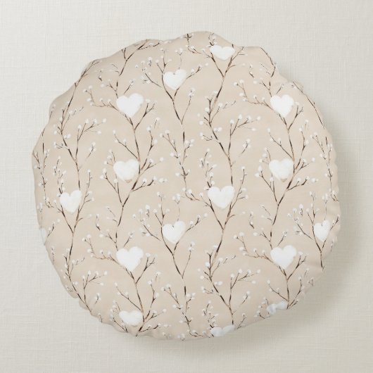 Witte konijnenharten in een mand Baby shower XOXO Rond Kussen (Achterkant)