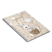 Witte konijnenharten in een mand notitieboek (Rechterzijde)