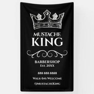 Witte Koningskroon en snor Barbershop Spandoek